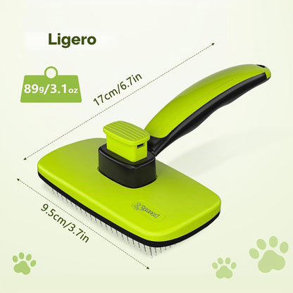 Pecute Cepillo Perros Y Gatos, Peine Cepillo Para Corto Y Largo Mascotas | Limpieza Con Un Solo Clic, Púas De Acero Inoxidable, Agarre Ergonómico, Desenredar Y Peinar a Mascotas