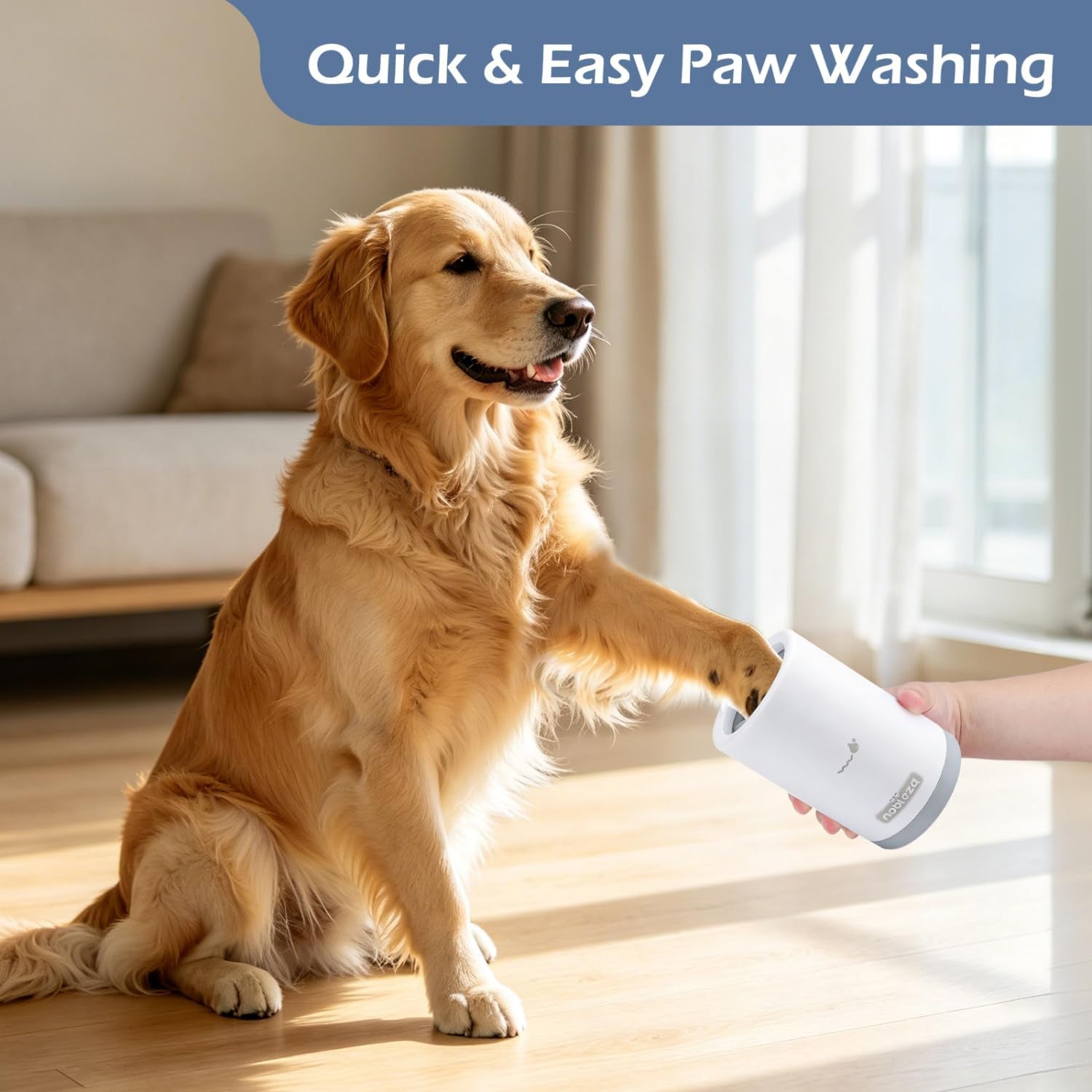 Nobleza Limpiador De Patas Para Perros Talla S - Kit De Aseo 5 En 1 Con 3 Toallas Y 1 Cepillo De Baño Grande, Taza Lavadora Portátil De Silicona Para Mascotas, Elimina Barro Y Suciedad (Gris)