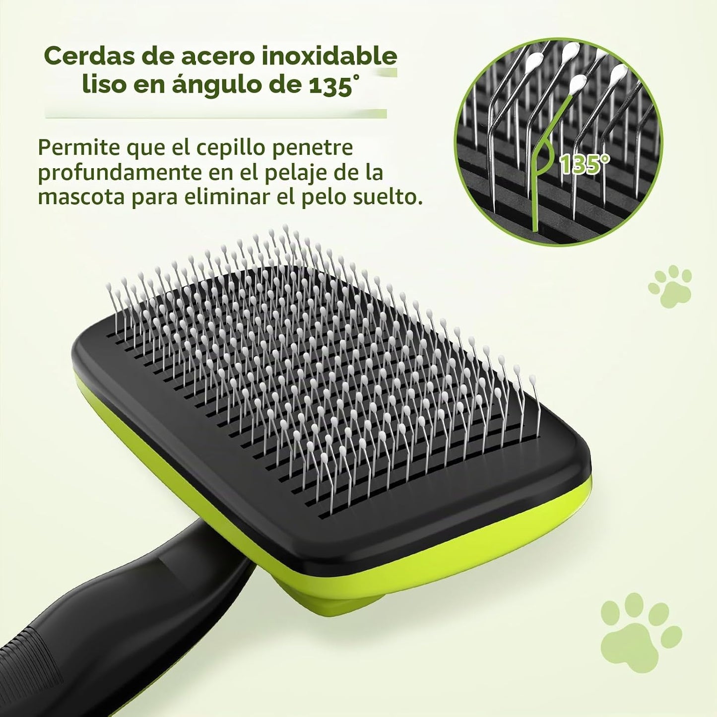 Pecute Cepillo Perros Y Gatos, Peine Cepillo Para Corto Y Largo Mascotas | Limpieza Con Un Solo Clic, Púas De Acero Inoxidable, Agarre Ergonómico, Desenredar Y Peinar a Mascotas
