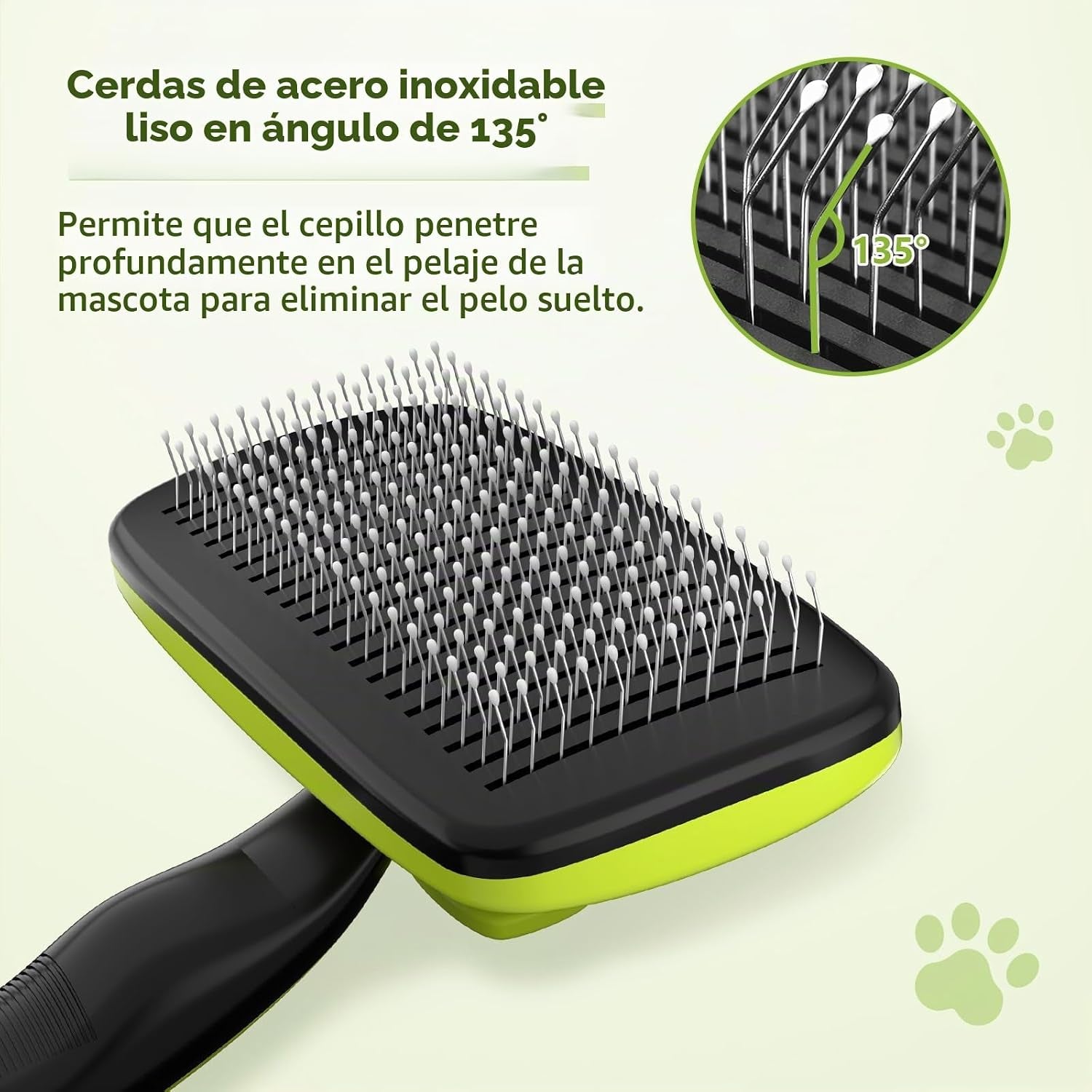 Pecute Cepillo Perros Y Gatos, Peine Cepillo Para Corto Y Largo Mascotas | Limpieza Con Un Solo Clic, Púas De Acero Inoxidable, Agarre Ergonómico, Desenredar Y Peinar a Mascotas