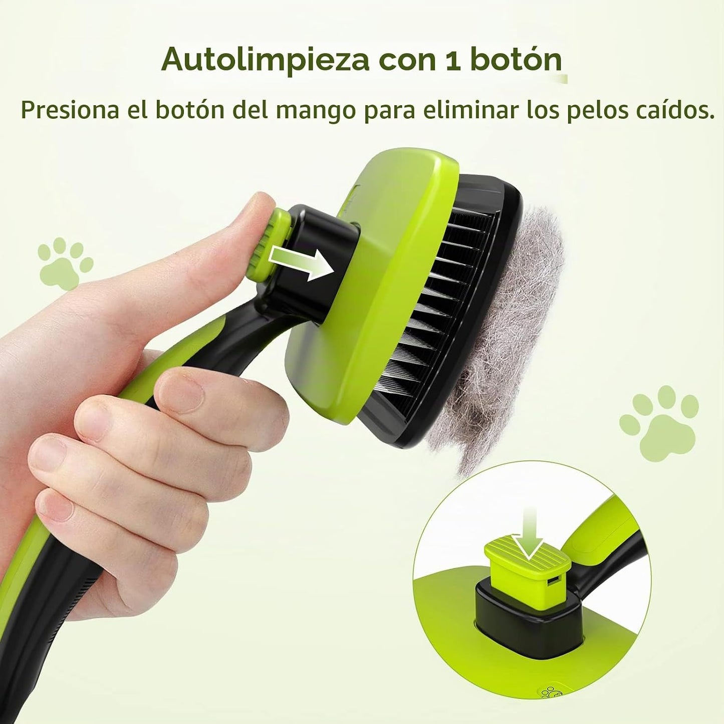 Pecute Cepillo Perros Y Gatos, Peine Cepillo Para Corto Y Largo Mascotas | Limpieza Con Un Solo Clic, Púas De Acero Inoxidable, Agarre Ergonómico, Desenredar Y Peinar a Mascotas