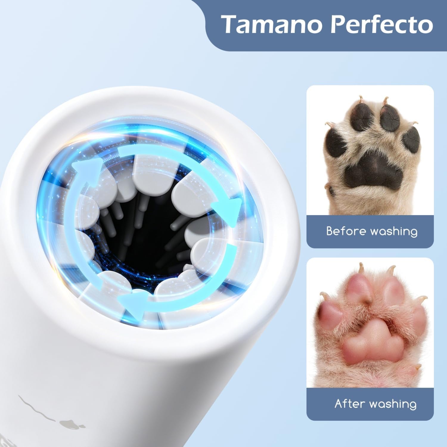 Nobleza Limpiador De Patas Para Perros Talla S - Kit De Aseo 5 En 1 Con 3 Toallas Y 1 Cepillo De Baño Grande, Taza Lavadora Portátil De Silicona Para Mascotas, Elimina Barro Y Suciedad (Gris)
